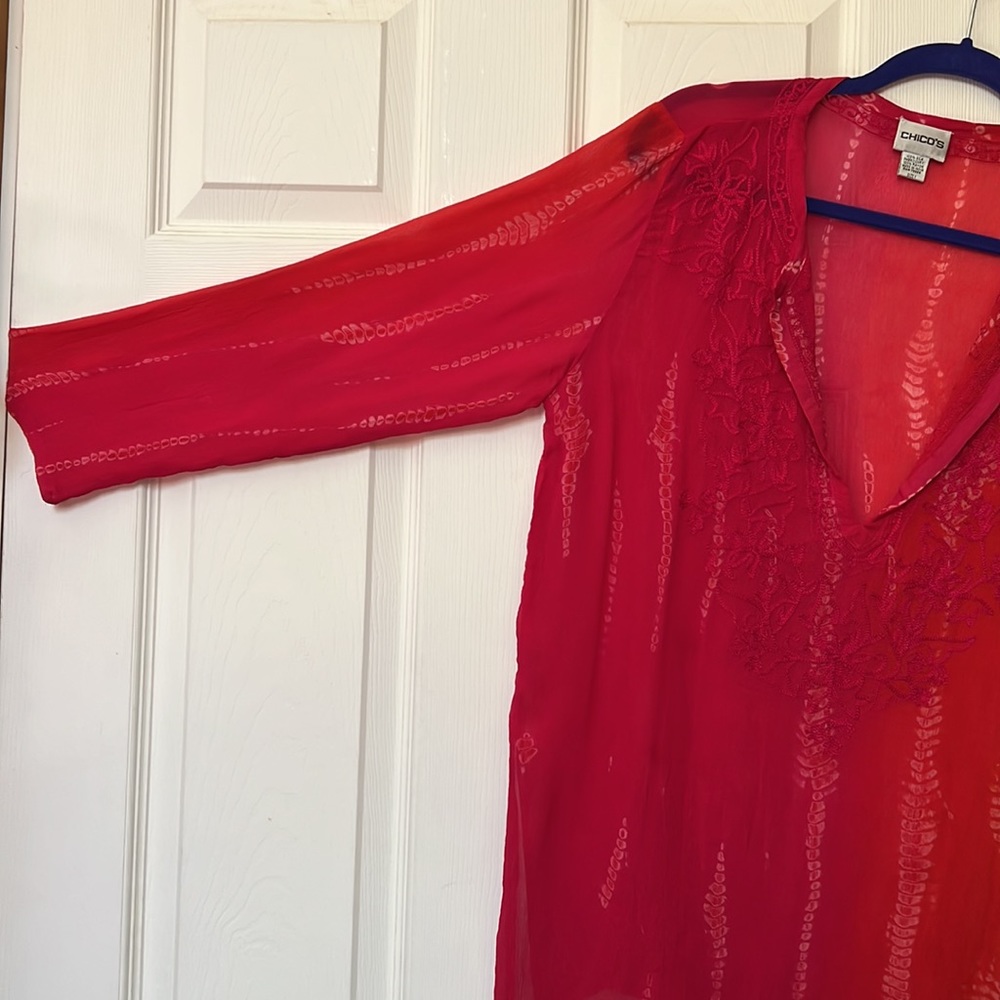EUC Chico Embroidered lightweight tunic